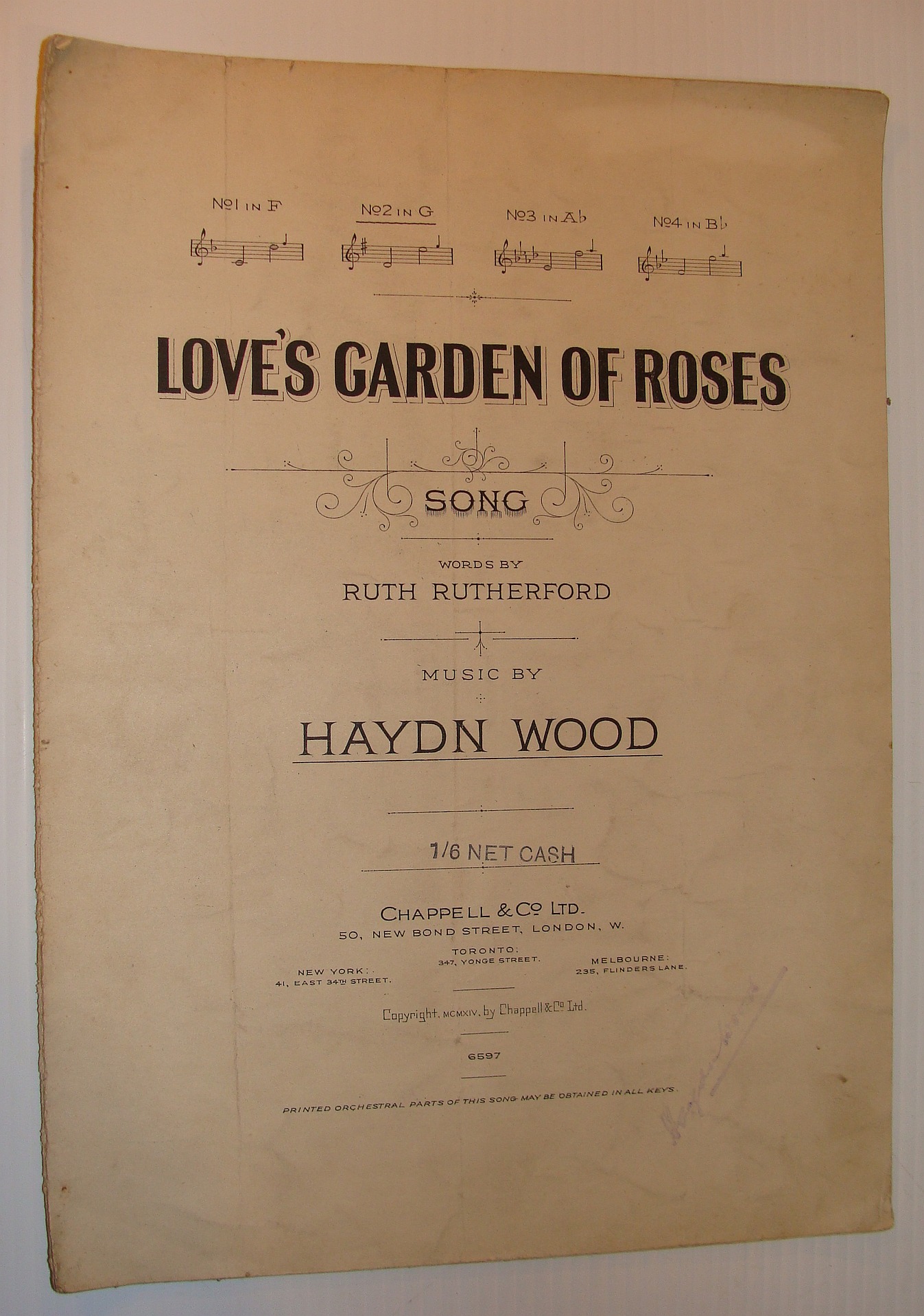 Image for Love's Garden of Roses: Sheet Music for Voice and Piano