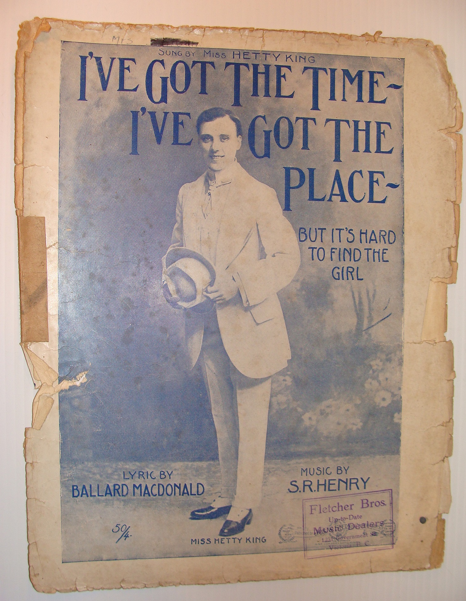 Image for I've Got the Time - I've Got the Place - But It's Hard to Find the Right Girl: Sheet Music