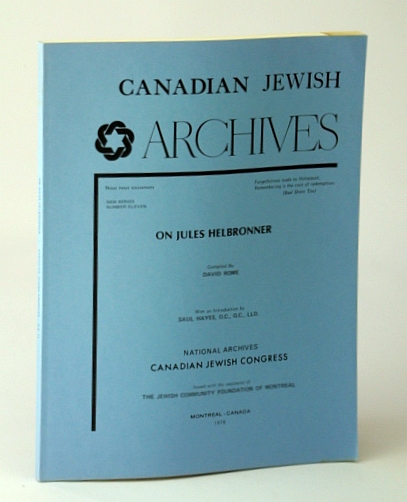 Image for Canadian Jewish Archives, New Series, Number 11 (Eleven), On Jules Helbronner