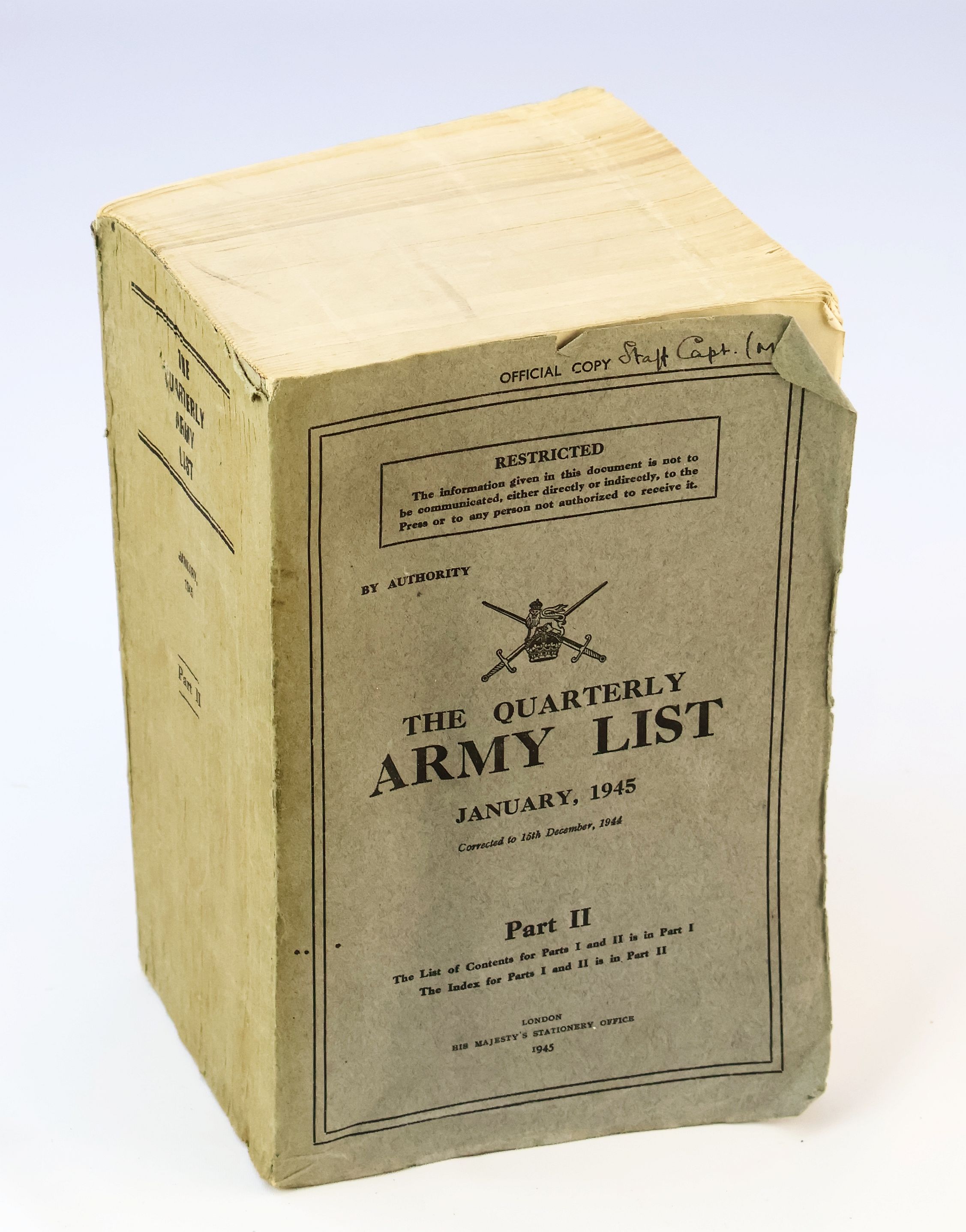 The Quarterly Army List January, 1945, Corrected to 15th December, 1944 - Part II