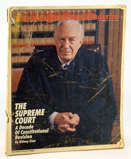 Image for The New York Times Magazine, November (Nov.) 11, 1979 - Cover Photo of Supreme Court Chief Justice Warren E. Burger