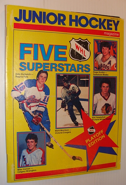 Image for Junior Hockey Magazine, April 1983 *Cover Photos of 5 WHL Superstars - Mike Vernon, Dale Derkatch, Mark Morrison, Ken Yaremchuk, Roger Kortko