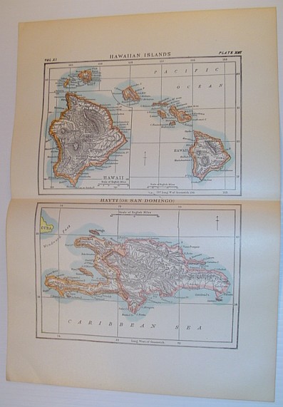 Image for "Hawaiian Islands and Hayti (or San Domingo)" - 2 Map Plates in Colour Circa 1902