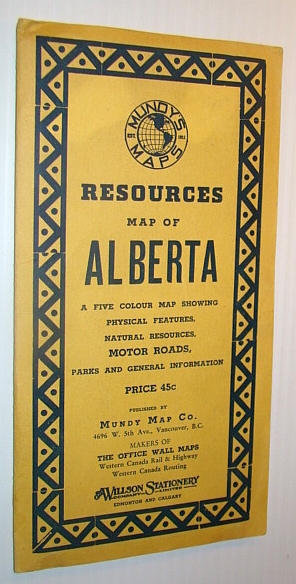 Image for Resources Map of Alberta: A Five Colour Map Showing Physical Features, Natural Resources, Motor Roads, Parks and General Information - Series No. 8