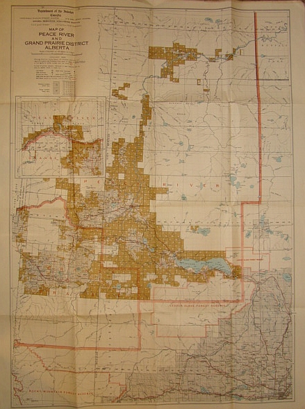 Image for Map of Peace River and Grand Prairie District, Alberta, January 1929 - Homesteading Map