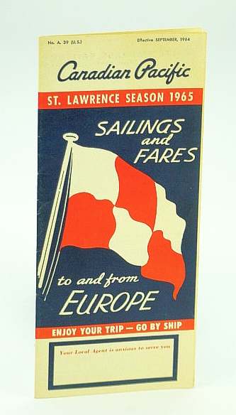 Image for Canadian Pacific Sailings and Fares To and From Europe - St. Lawrence Season 1965
