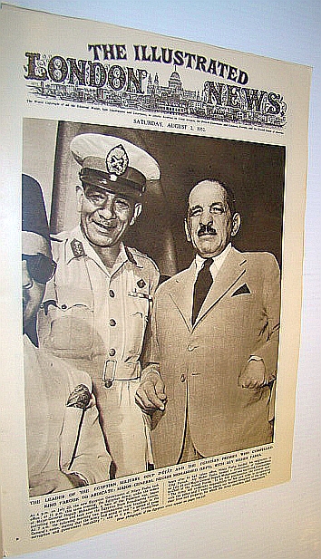 Image for The Illustrated London News (ILN), August 2, 1952 - Cover Photo of Major-General Neguib Mohammed with Aly Maher Pasha - Who Compelled Egypt's King Farouk to Adbicate