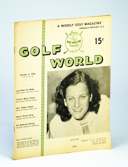 Image for Golf World - A Weekly Golf Magazine, 5 October (Oct.), 1956, Vol. 10, No. 18 - Cover Photo of Babe Zaharias