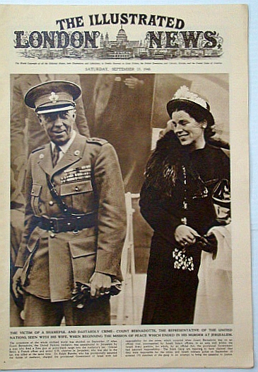 Image for The Illustrated London News, Saturday, September (Sept.) 25, 1948: United Nations mediator Count Bernadotte Assassinated in Jerusalem