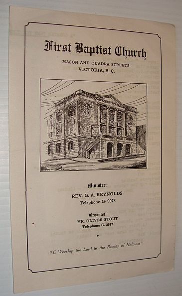 Image for 28 October 1945 Weekly Bulletin of the First Baptist Church, Mason and Quadra Streets, Victoria, B.C.