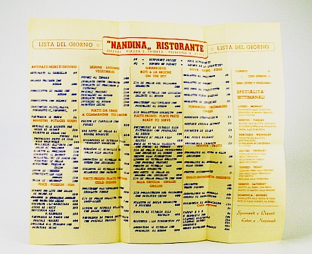 Image for "Nandina" Ristorante, Firenze, Italy - Lista Del Giorno (Menu)