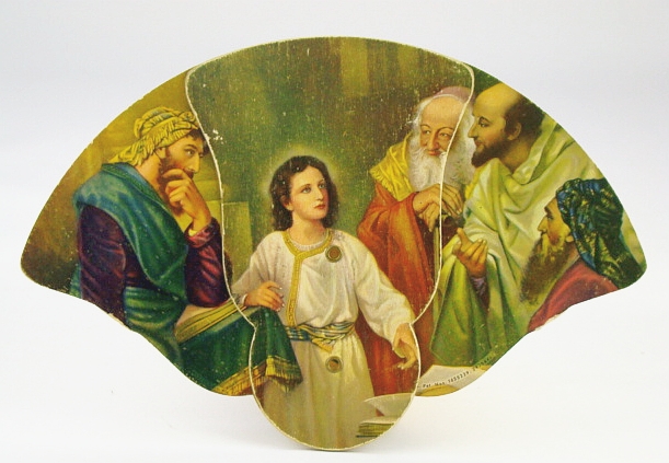 Image for Frank H. Klie-Designed 3-Panel Folding Advertising Fan: Illustration Features Jesus Christ with Elders