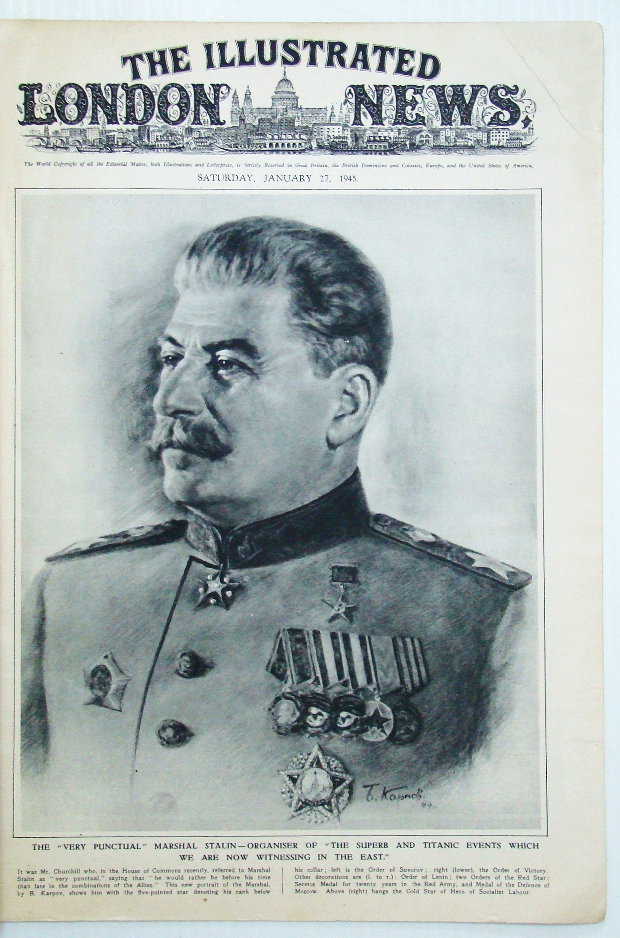 Image for The Illustrated London News (ILN), January (Jan.) 27, 1945 - The Great Russian Offensive / Massacred U.S. Prisoners Found Near Malmedy