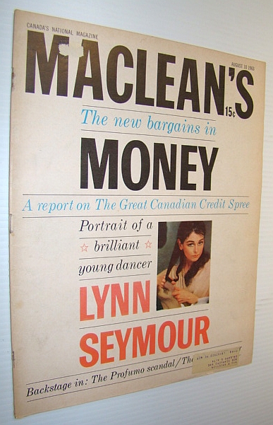 Image for Maclean's, Canada's National Magazine, August 10, 1963 - Cover Photo of Dancer Lynn Seymour