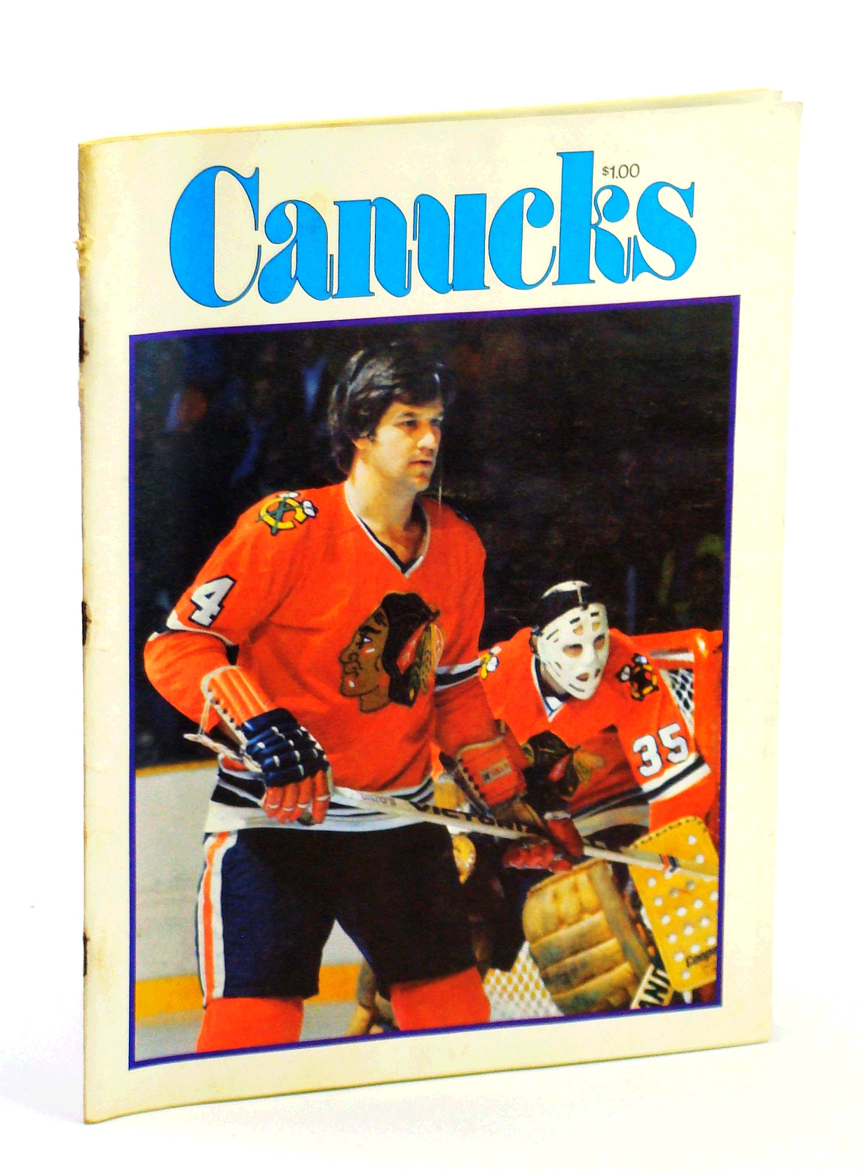 Image for Canucks - Vancouver Canuck Magazine, January 27, 1977, Vol. 7, No. 25 - Cover Photo of Bobby Orr and Tony Esposito of the Chicago Blackhawks
