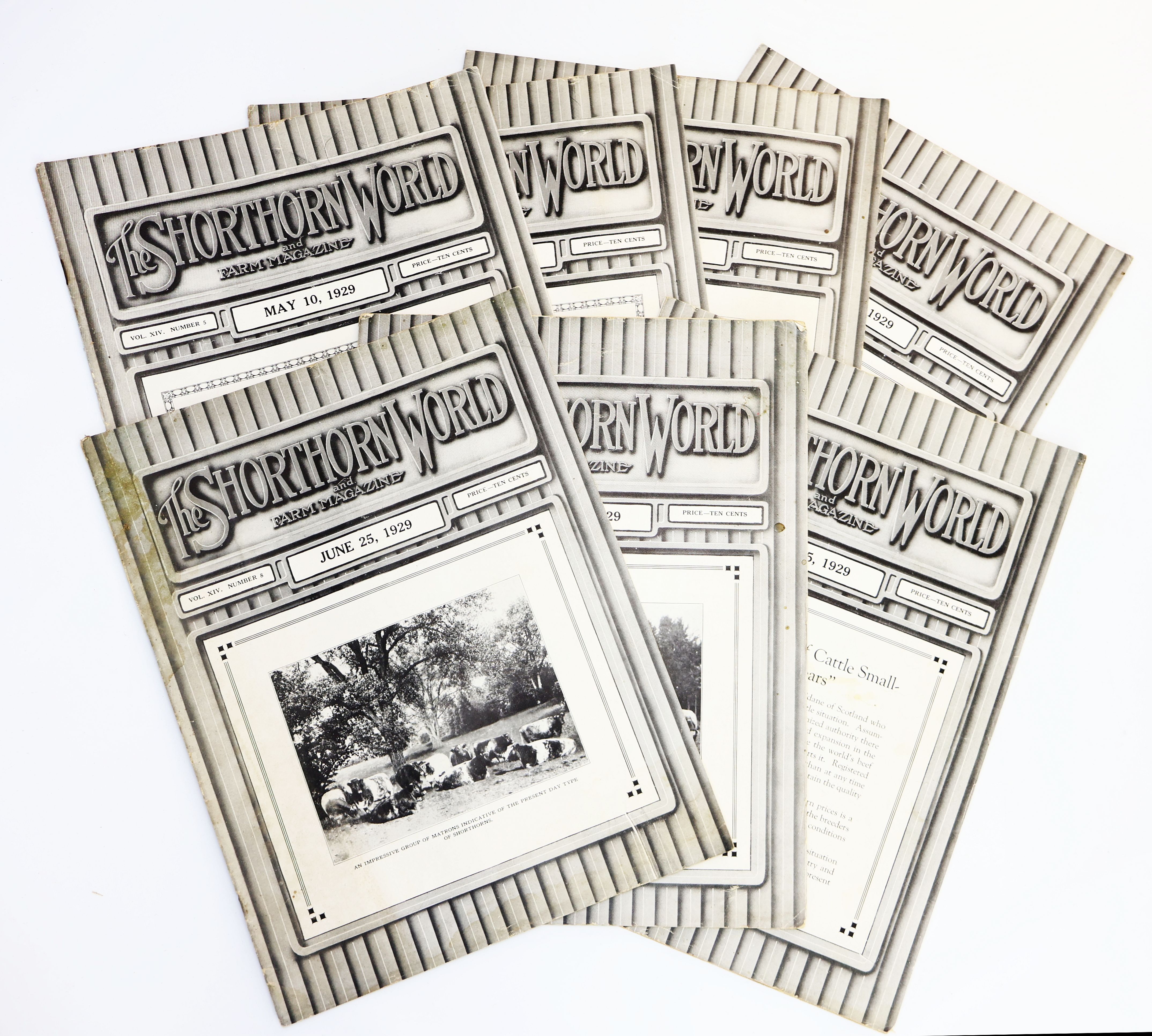 The Shorthorn World and Farm Magazine - Lot of Seven Issues From 1929: 25 March, 10 April, 25 April, 10 May, 25 May10 June