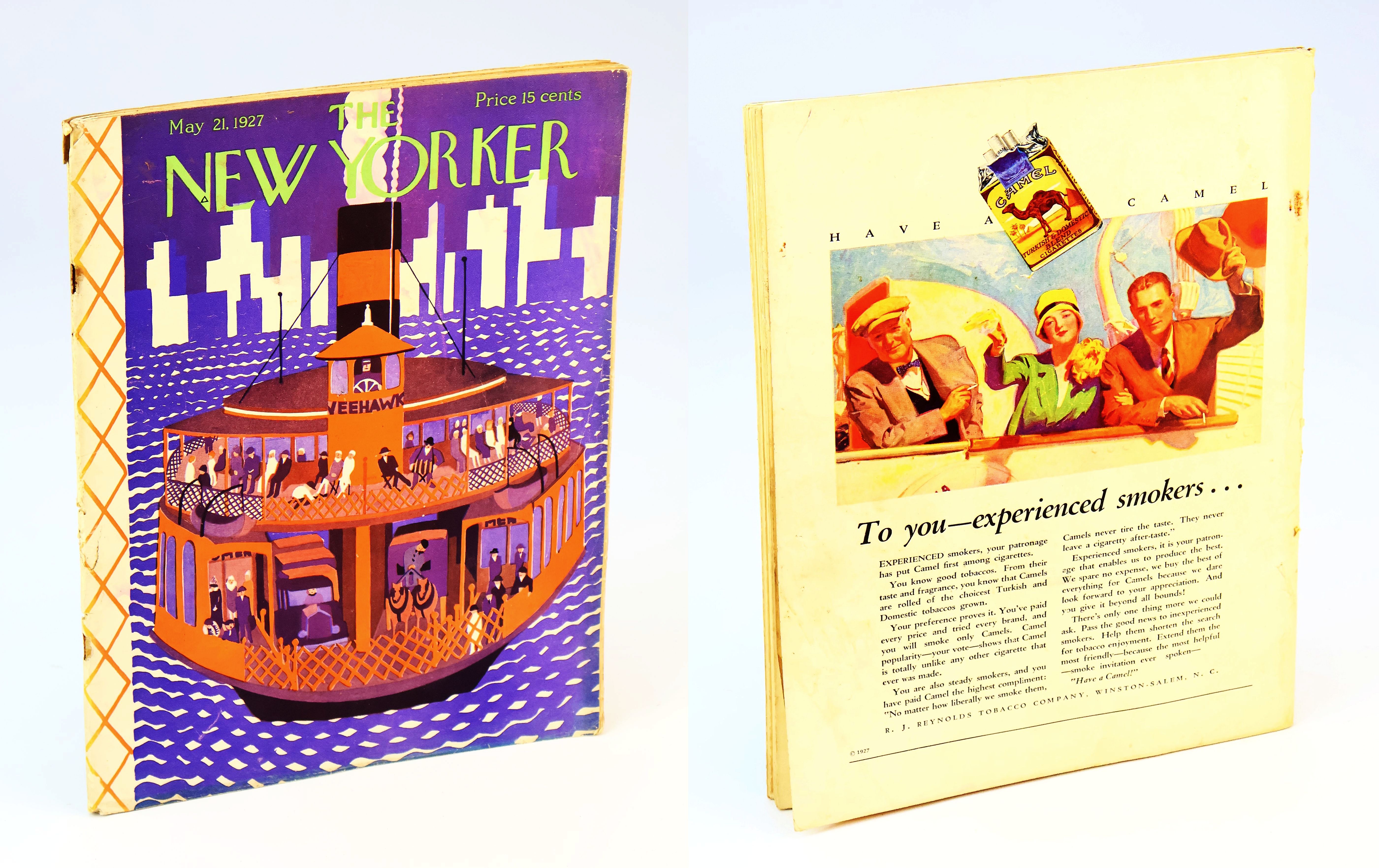 The New Yorker [Magazine], May 21, 1927 - Ilonka Karasz Cover Illustration of Hudson River Ferry