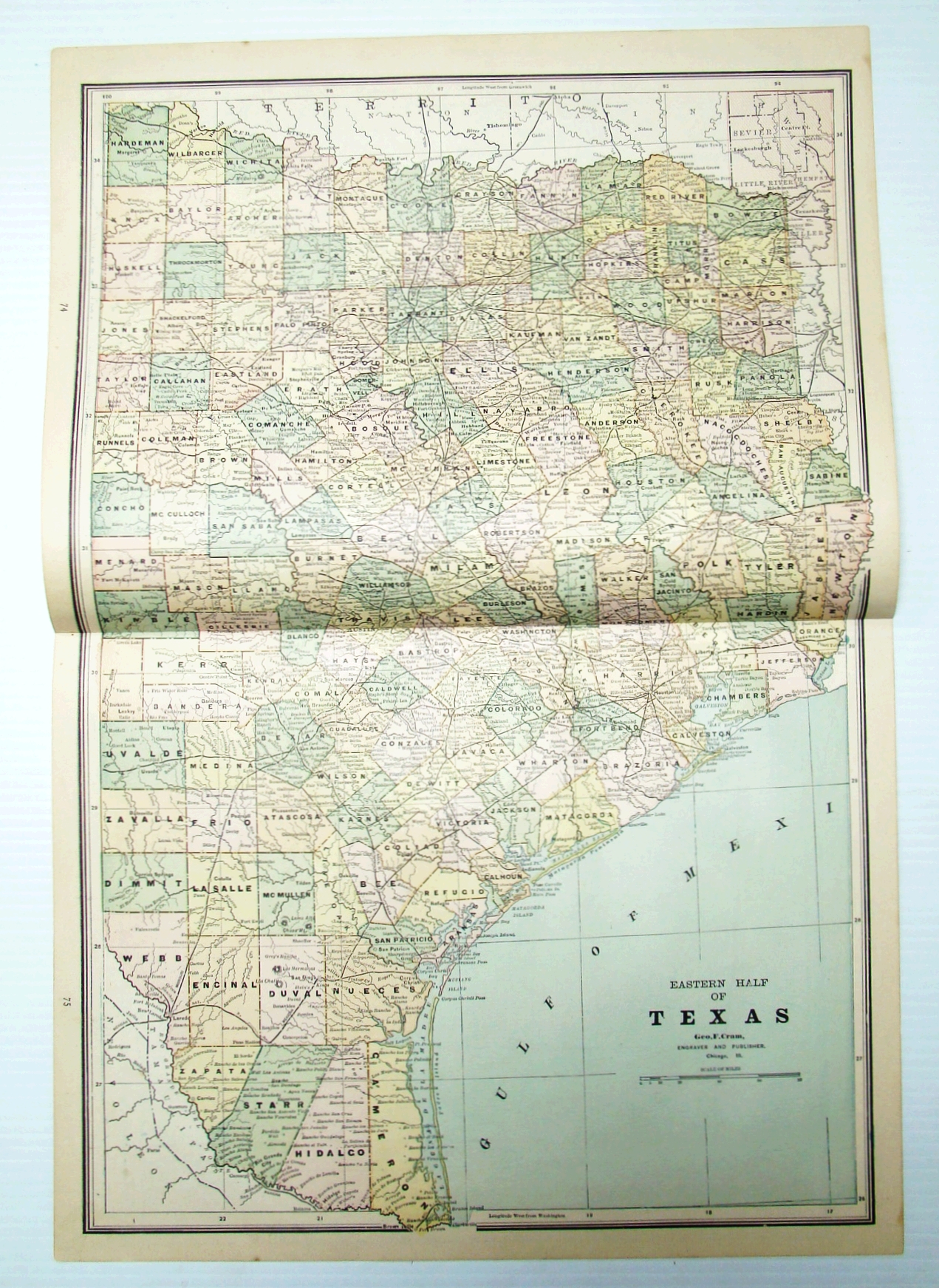 Image for 1889 Color Map of the Eastern Half of the State of Texas