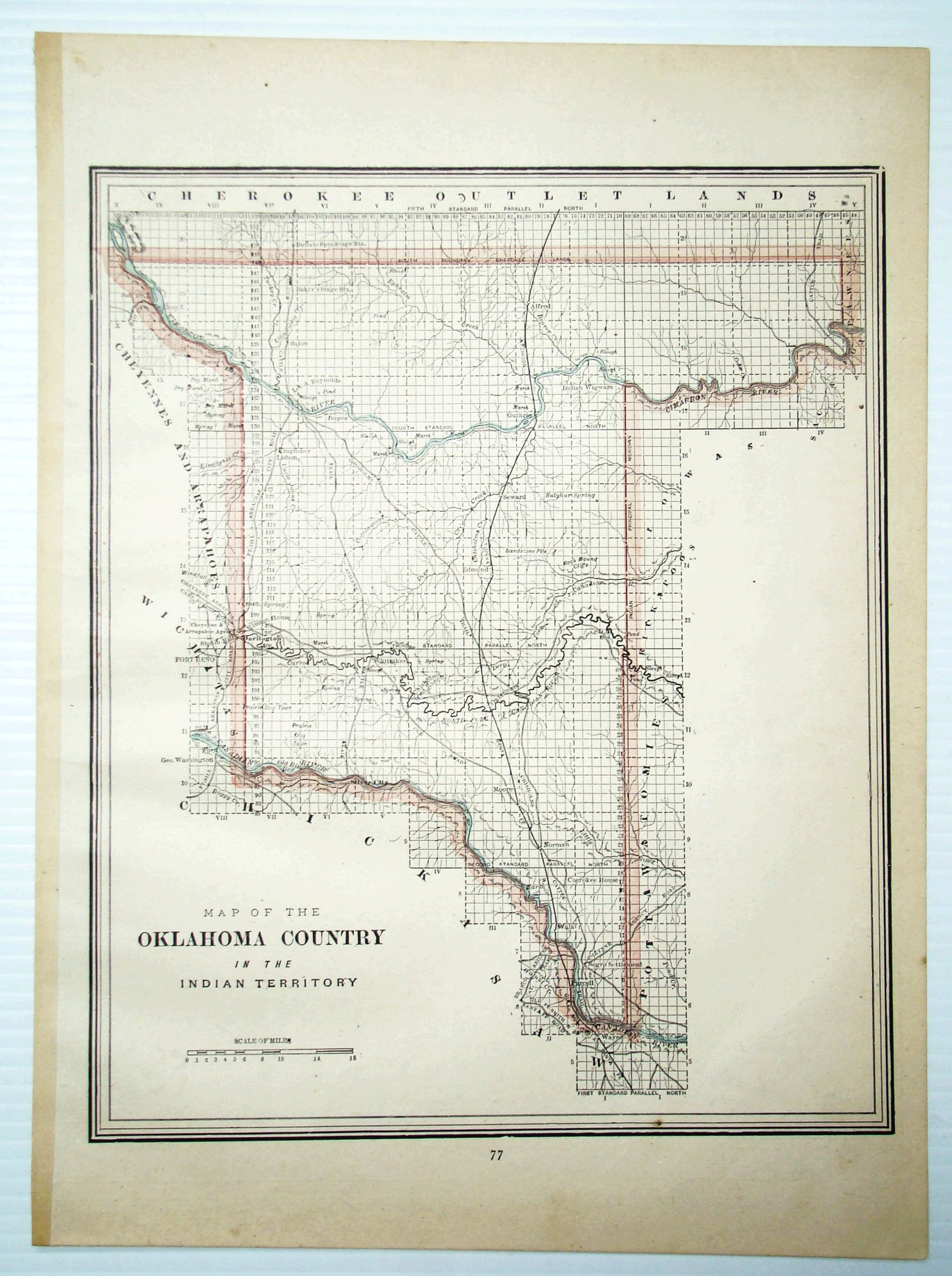 Image for 1889 Colored Map of the Oklahoma Country in the Indian Territory