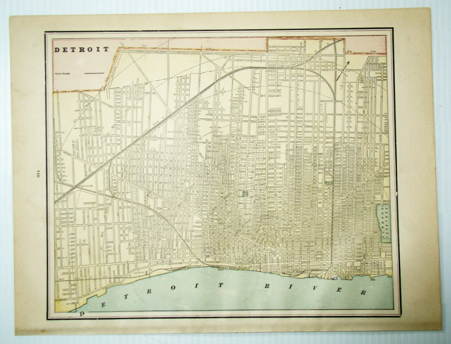 Image for 1889 Color City Map of Detroit, Michigan (MI)