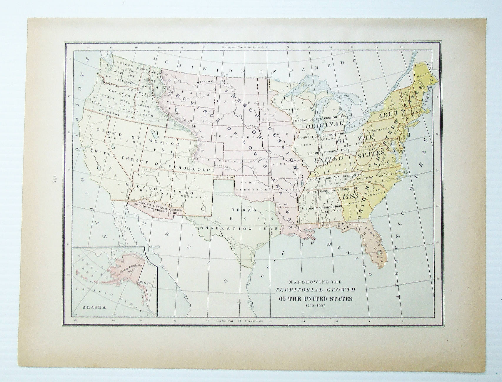 Image for 1889 Color Map Showing the Territorial Growth of the United States 1776-1887
