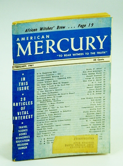 Image for American Mercury Magazine, "To Bear Witness To The Truth", February (Feb.) 1961, Volume XCII No. 445 - The Smut Racket Must Be Stopped / Major George R. Jordan