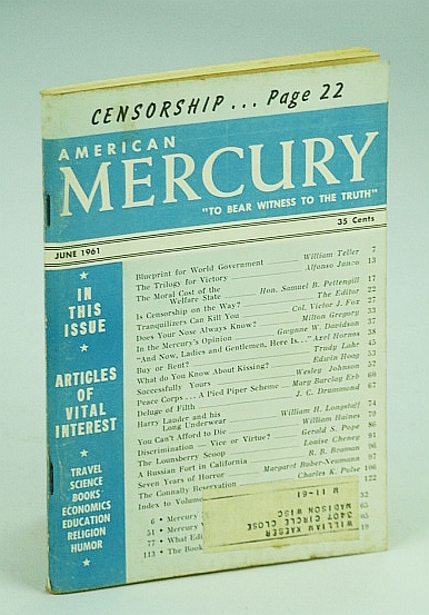Image for American Mercury Magazine, "To Bear Witness To The Truth", June 1961, Volume XCII No. 448 - Is Censorship On The Way? / Blueprint for World Government / Deluge of Filth
