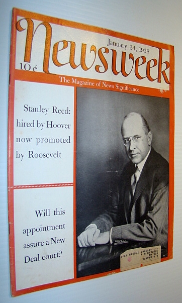Image for Newsweek Magazine, January 24, 1938 - Stanley Reed Cover Photo