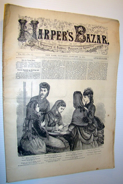 Image for Harper's Bazar (Bazaar) Magazine, 14 January, 1871 - A Repository of Fashion, Pleasure, and Instruction