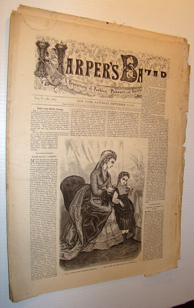 Image for Harper's Bazar (Bazaar) Magazine, September 21, 1872 - A Repository of Fashion, Pleasure, and Instruction