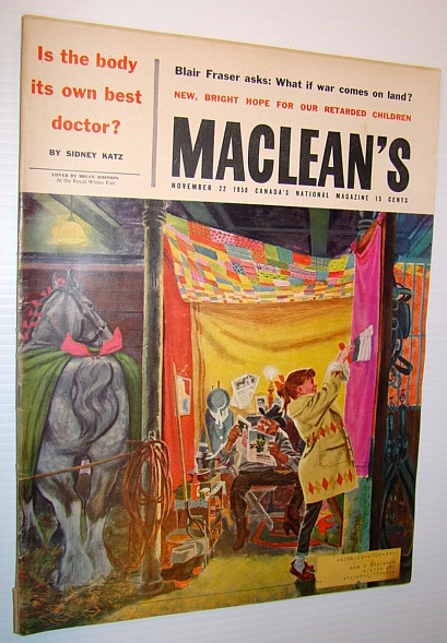 Image for Maclean's - Canada's National Magazine, November 22, 1958 - Royal Winter Fair Cover Illustration and Article